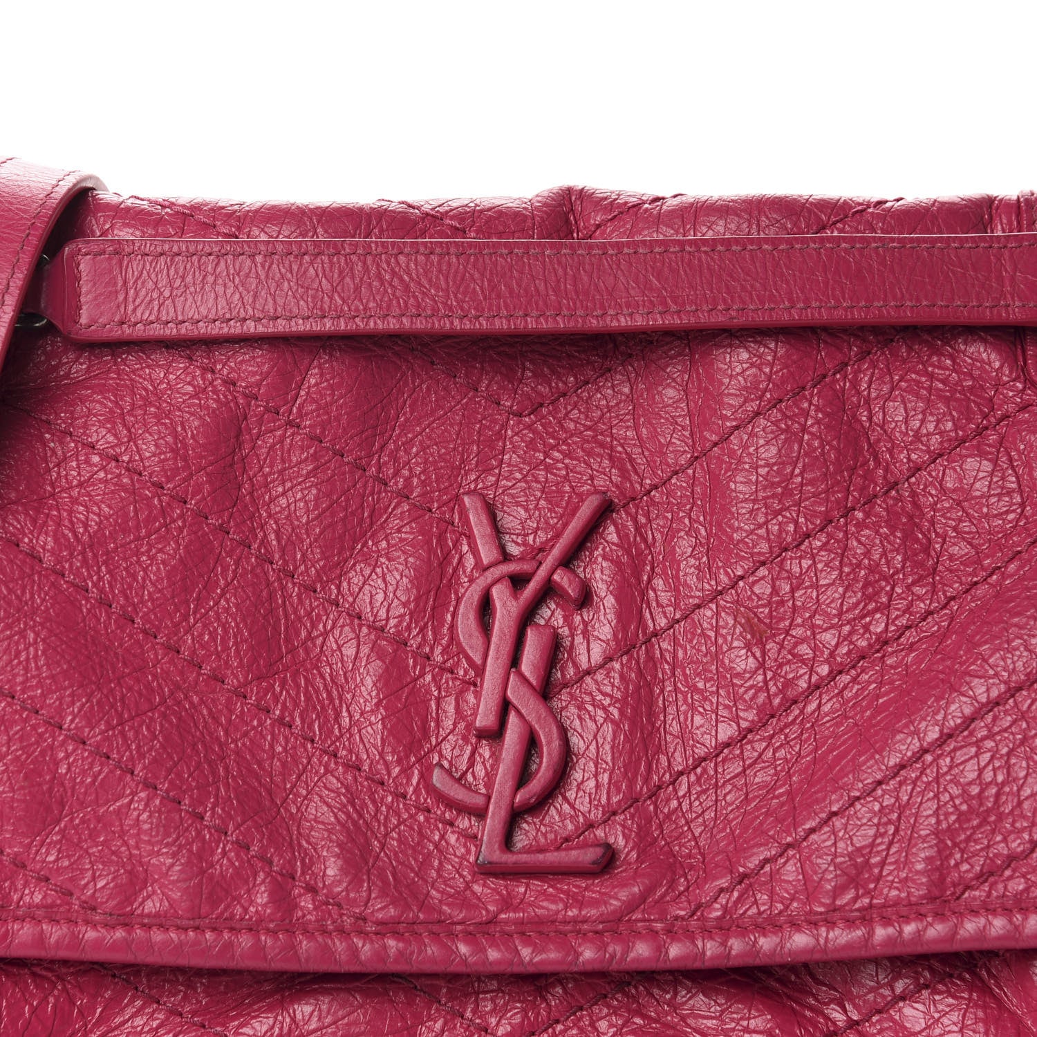 Saint Laurent Crinkled Calfskin Matelasse Monogram Medium Niki Chain Satchel Freesia 21 of 21