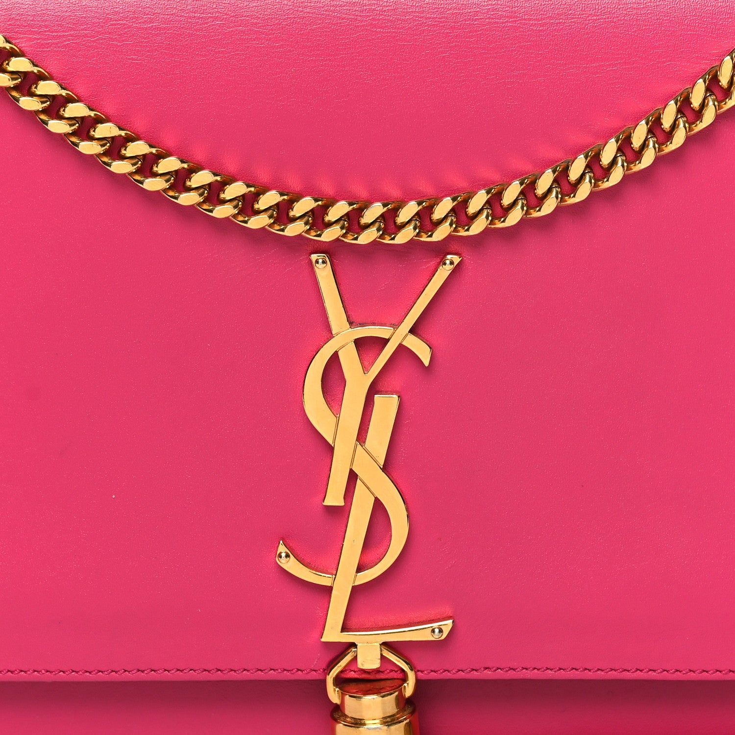 Saint Laurent Smooth Calfskin Classic Monogram Kate Tassel Chain Wallet Pink 7 of 9