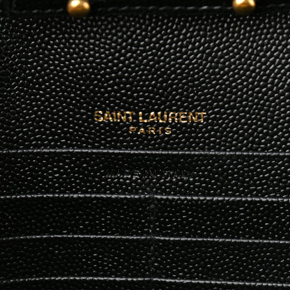 Saint Laurent Grain De Poudre Matelasse Chevron Monogram Chain Wallet Black 6 of 10