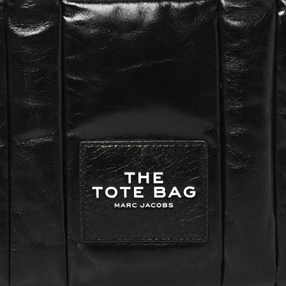 Marc Jacobs Shiny Crinkled Calfskin Small The Tote Bag Black 7 of 10