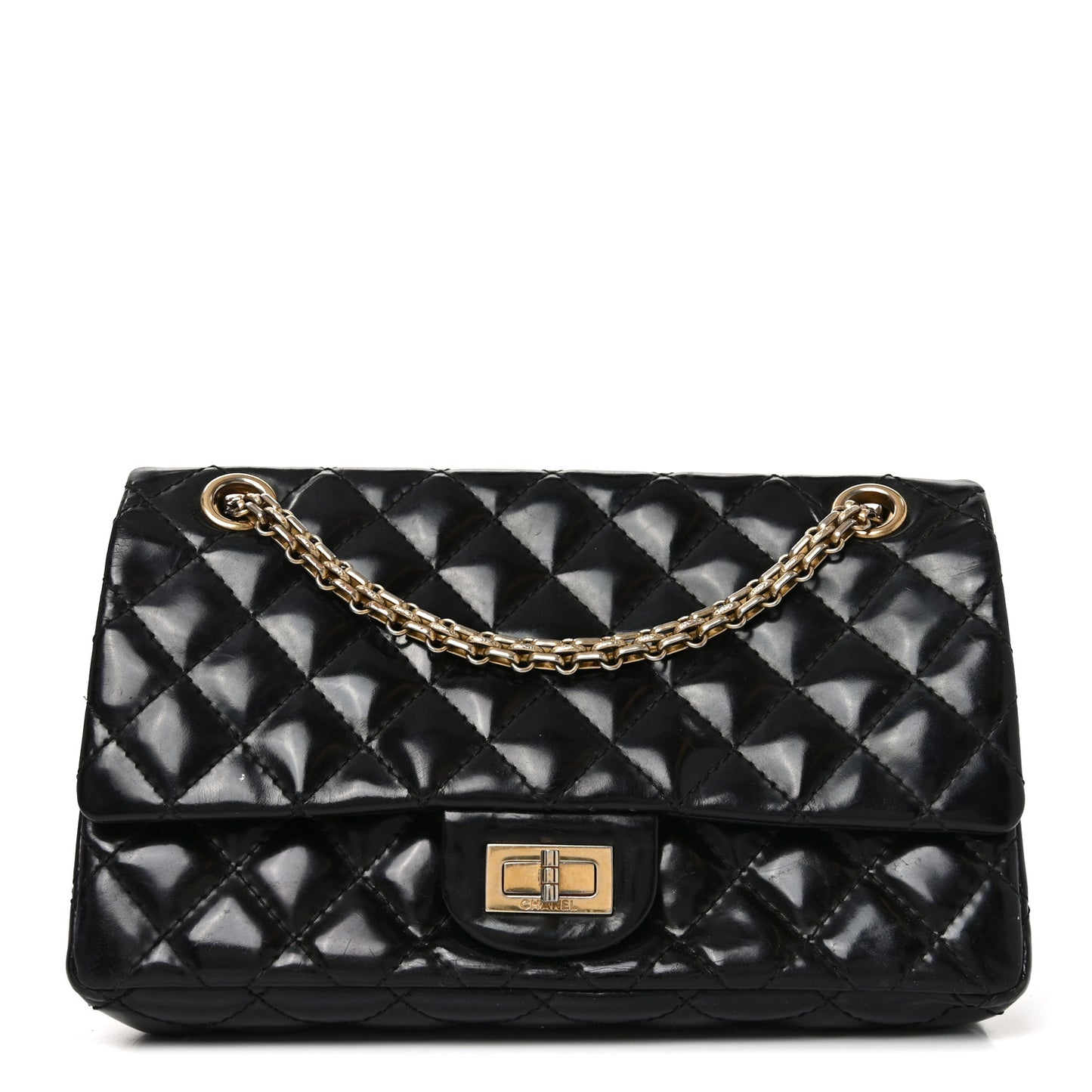Patent Quilted Accordion Reissue 2.55 Flap Black