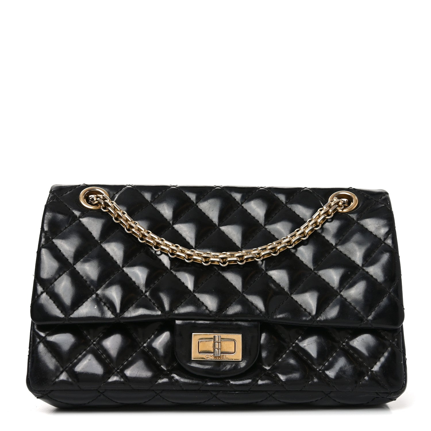 Chanel Patent Quilted Accordion Reissue 2.55 Flap Black 1 of 10