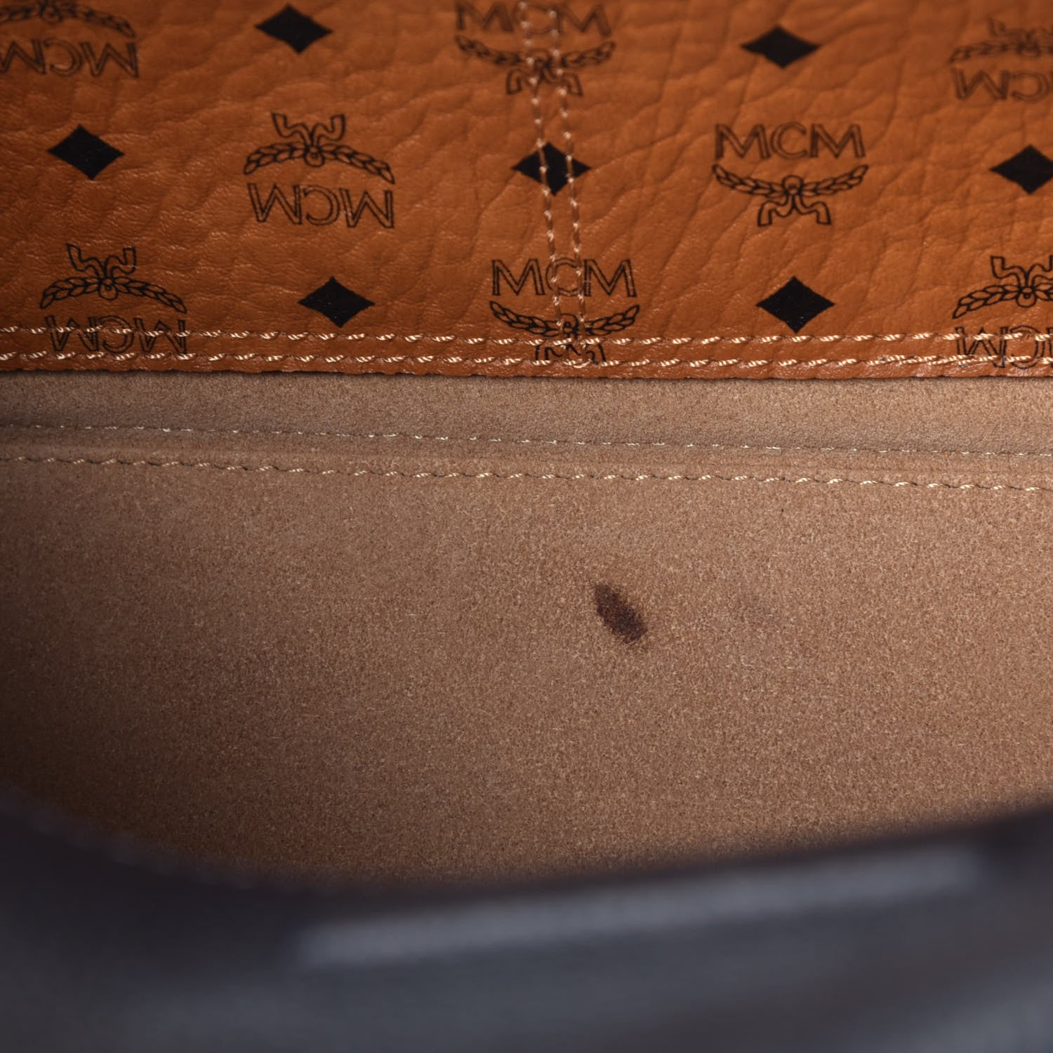 MCM Grained Calfskin Medium Milla Tote Phantom Grey 9 of 9