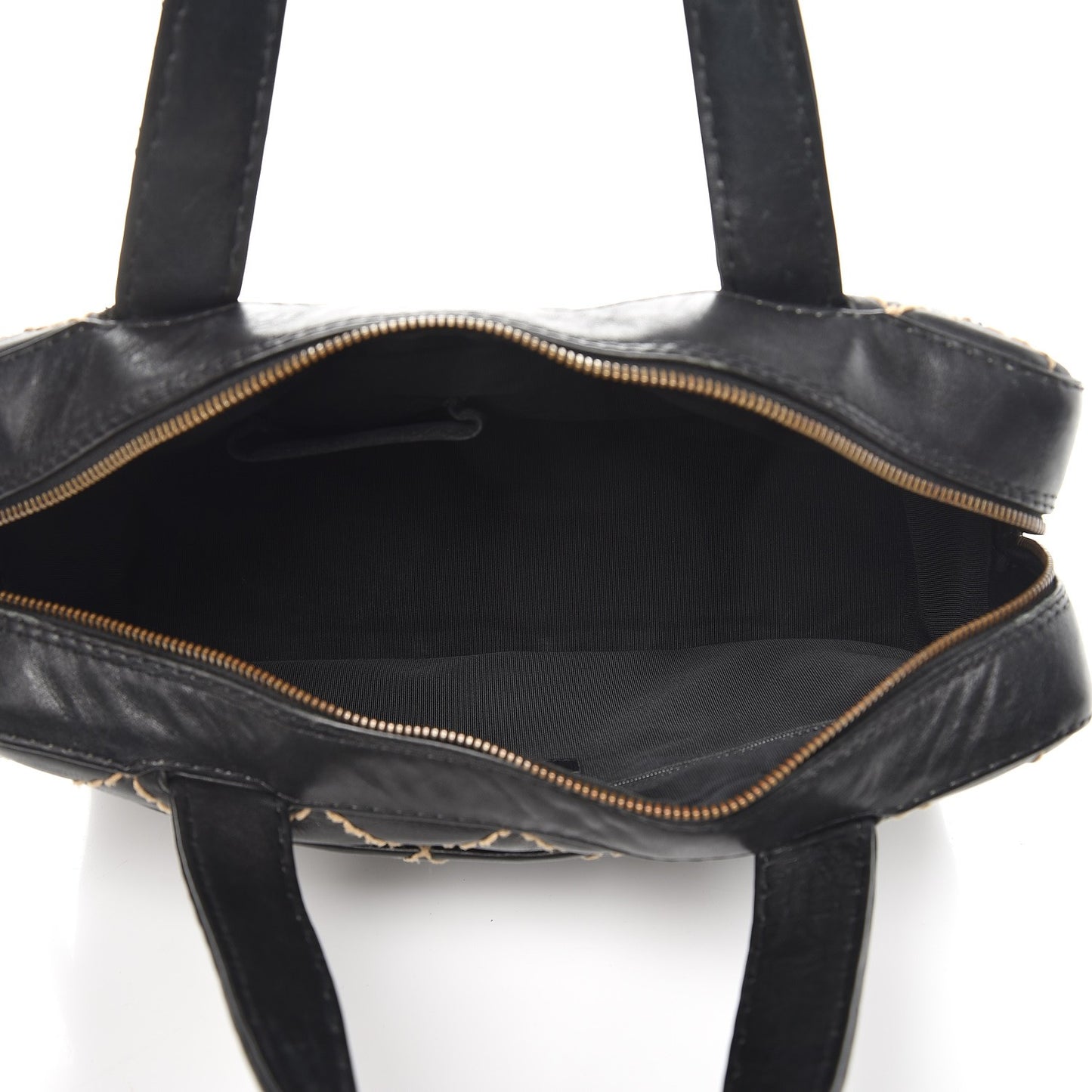 Calfskin Wild Stitch Top Handle Bag Black