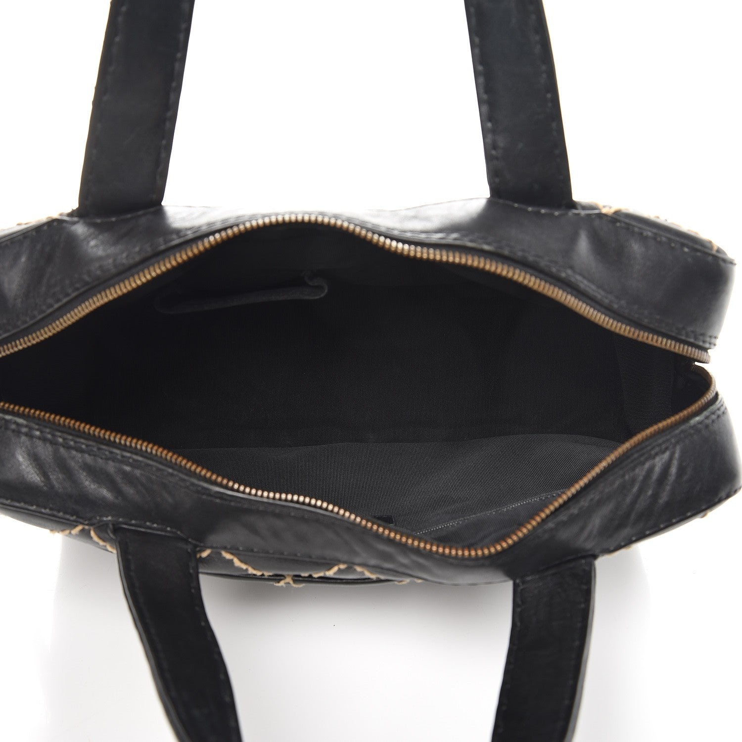 Chanel Calfskin Wild Stitch Top Handle Bag Black 5 of 14