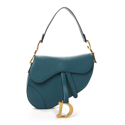Christian Dior Grained Calfskin Saddle Bag Turquoise 1 of 10