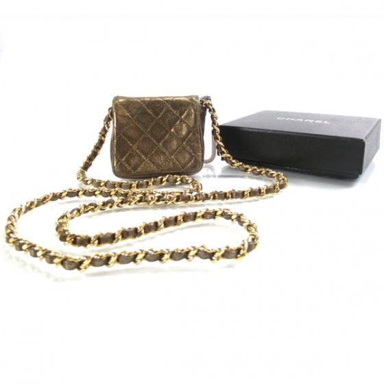Chanel Quilted Leather Micro Mini Flap Bronze 2 of 9