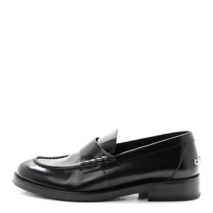 Chanel Shiny Calfskin Logo Loafers 37.5 Black 1 of 9