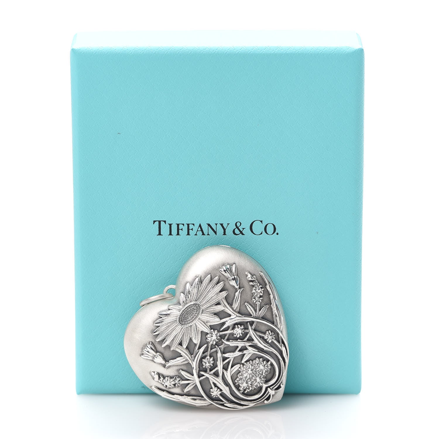 Tiffany Sterling Silver Large Ziegfeld Daisy Heart Locket Pendant 5 of 5