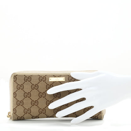 Gucci Monogram Metal Bar Zip Around Wallet Beige Ebony Off White 2 of 12