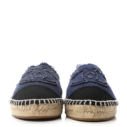 Chanel Denim Toile CC Espadrilles 37 Navy Black 2 of 10