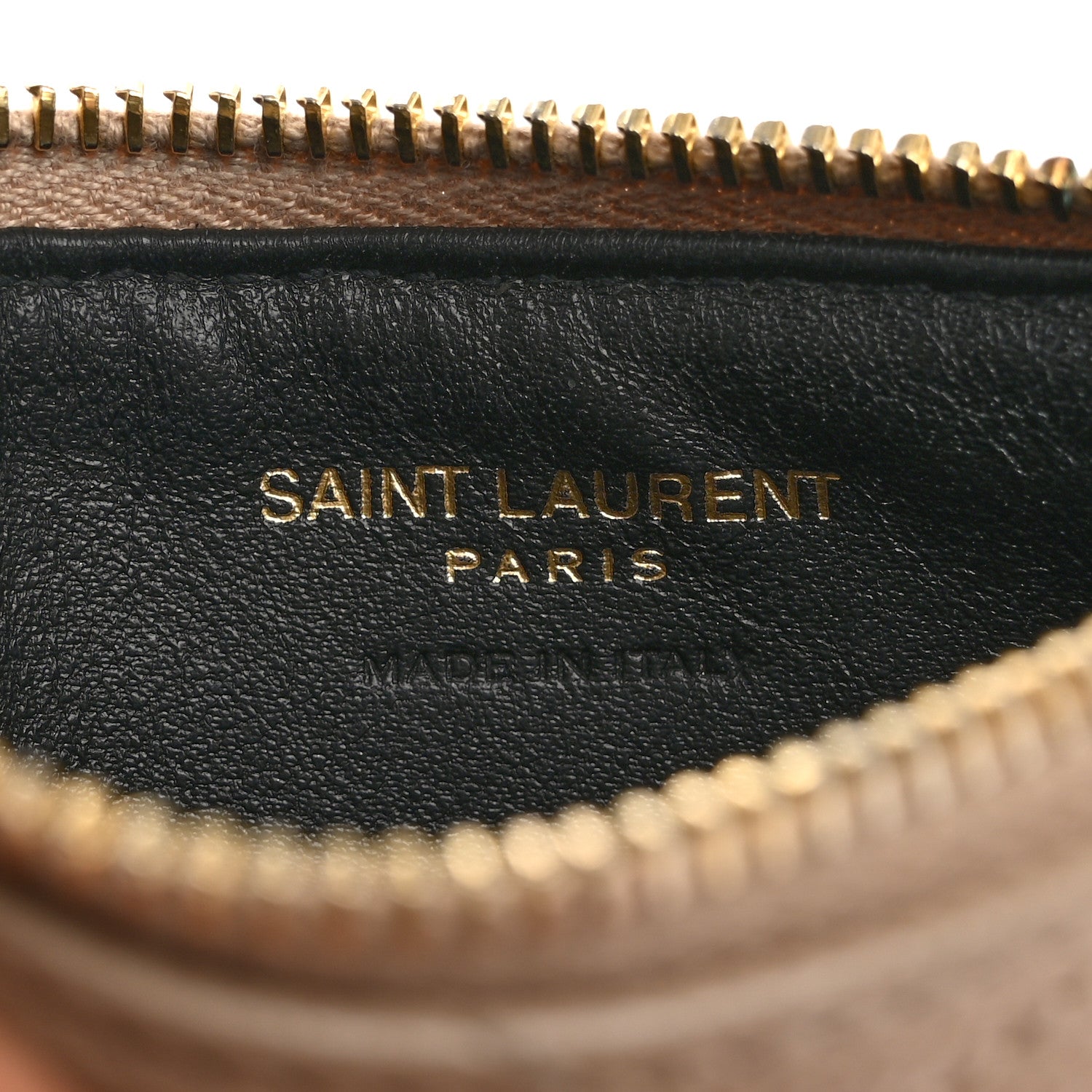 Saint Laurent Grain De Poudre Matelasse Chevron Monogram Fragments Zippered Card Case Deep Beige 6 of 13