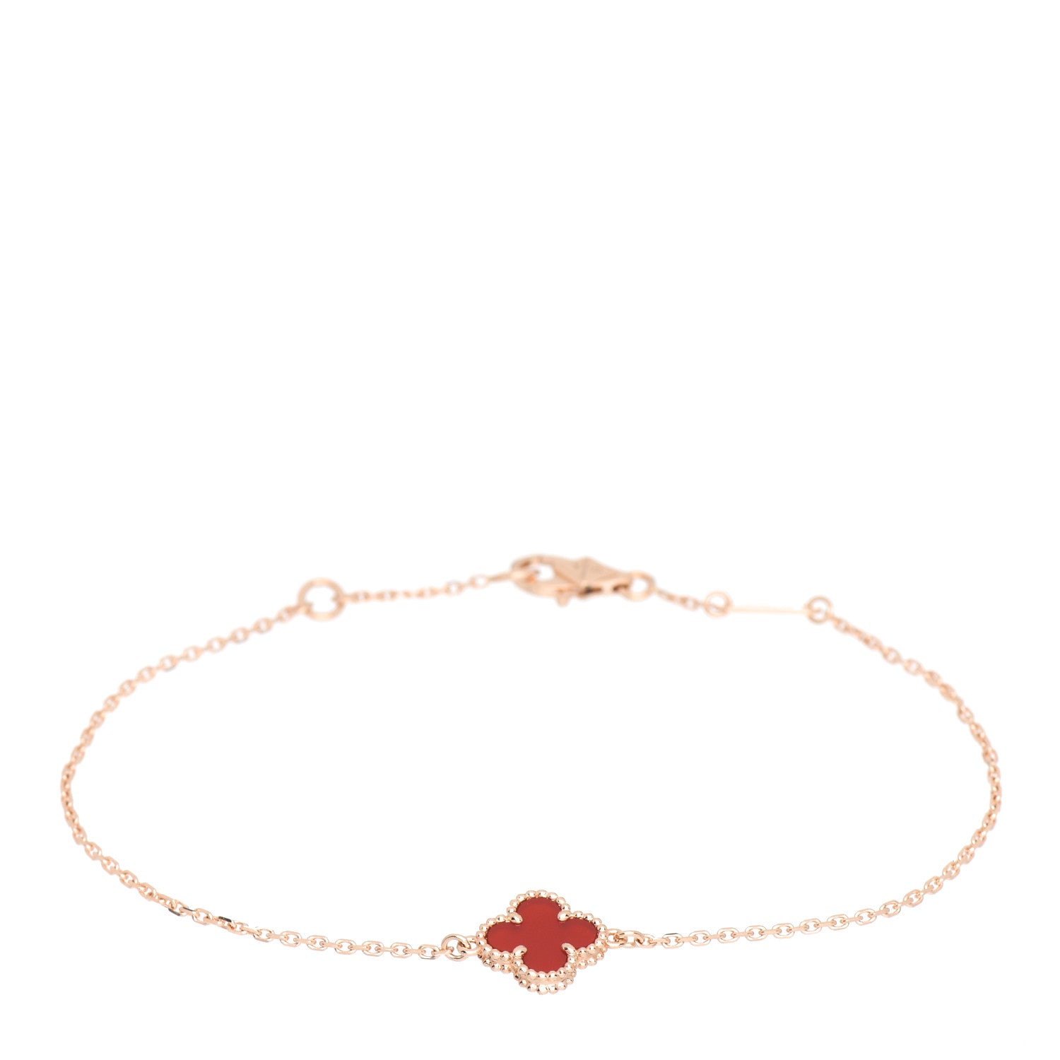 Van Cleef & Arpels 18K Rose Gold Carnelian Sweet Alhambra Bracelet 1 of 5