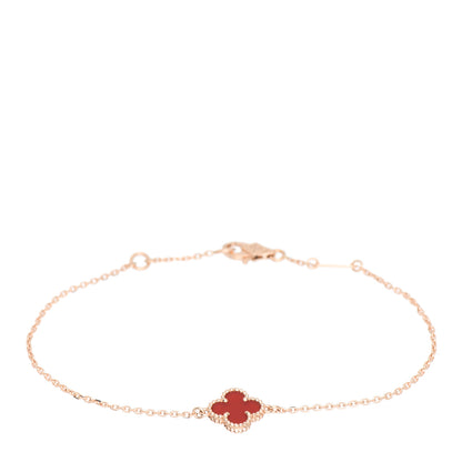 Van Cleef & Arpels 18K Rose Gold Carnelian Sweet Alhambra Bracelet 1 of 5