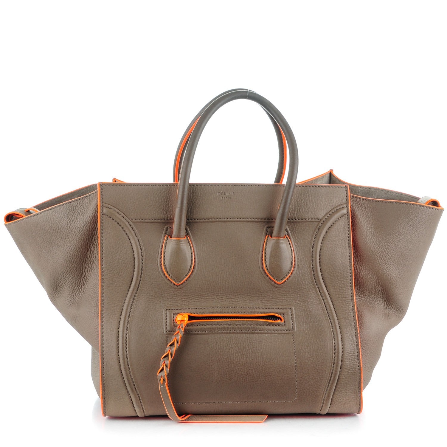 Celine Supple Calfskin Medium Phantom Luggage Grey Orange 1 of 9