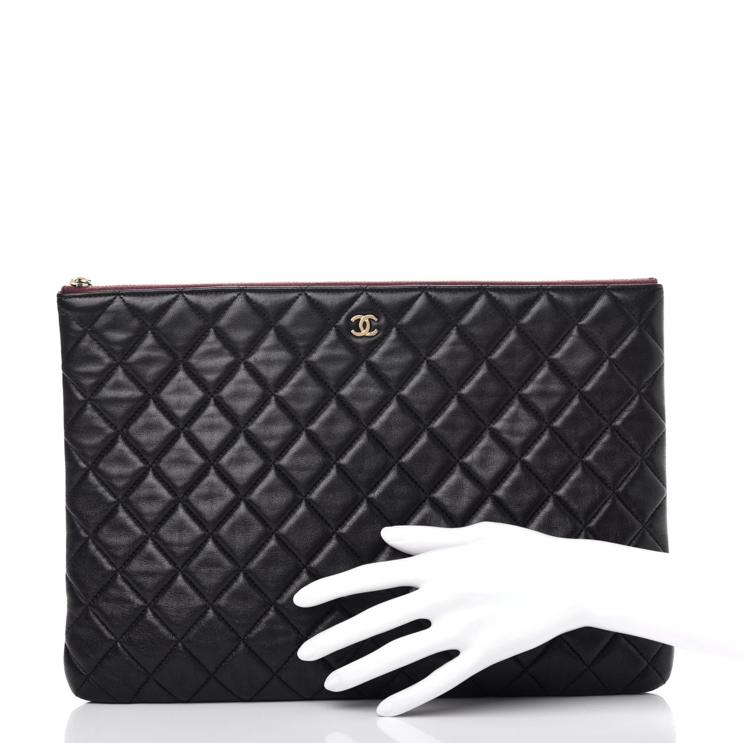 Chanel Lambskin Quilted Large Cosmetic Case Black 2 of 8