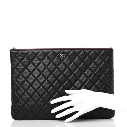 Chanel Lambskin Quilted Large Cosmetic Case Black 2 of 8