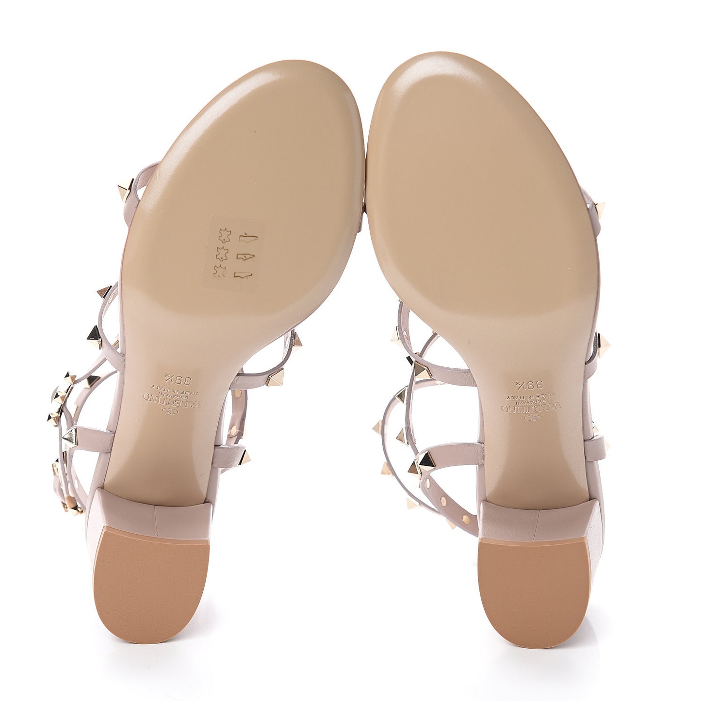 Calfskin Rockstud 60mm City Sandals 39.5 Poudre