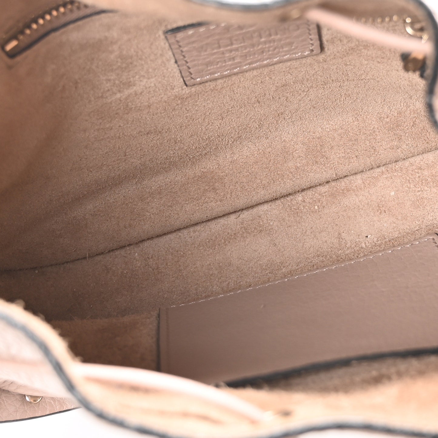 Grained Calfskin Rockstud Bucket Bag Poudre