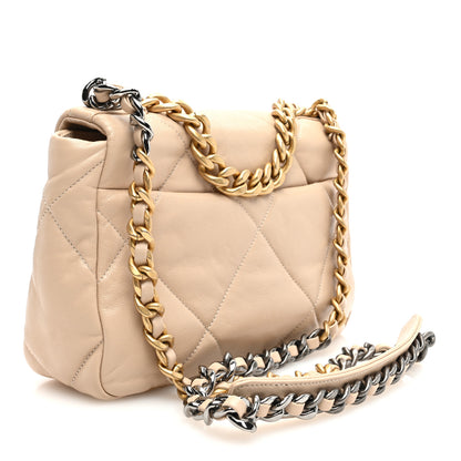 Chanel Goatskin Quilted Medium Chanel 19 Flap Beige 3 of 10
