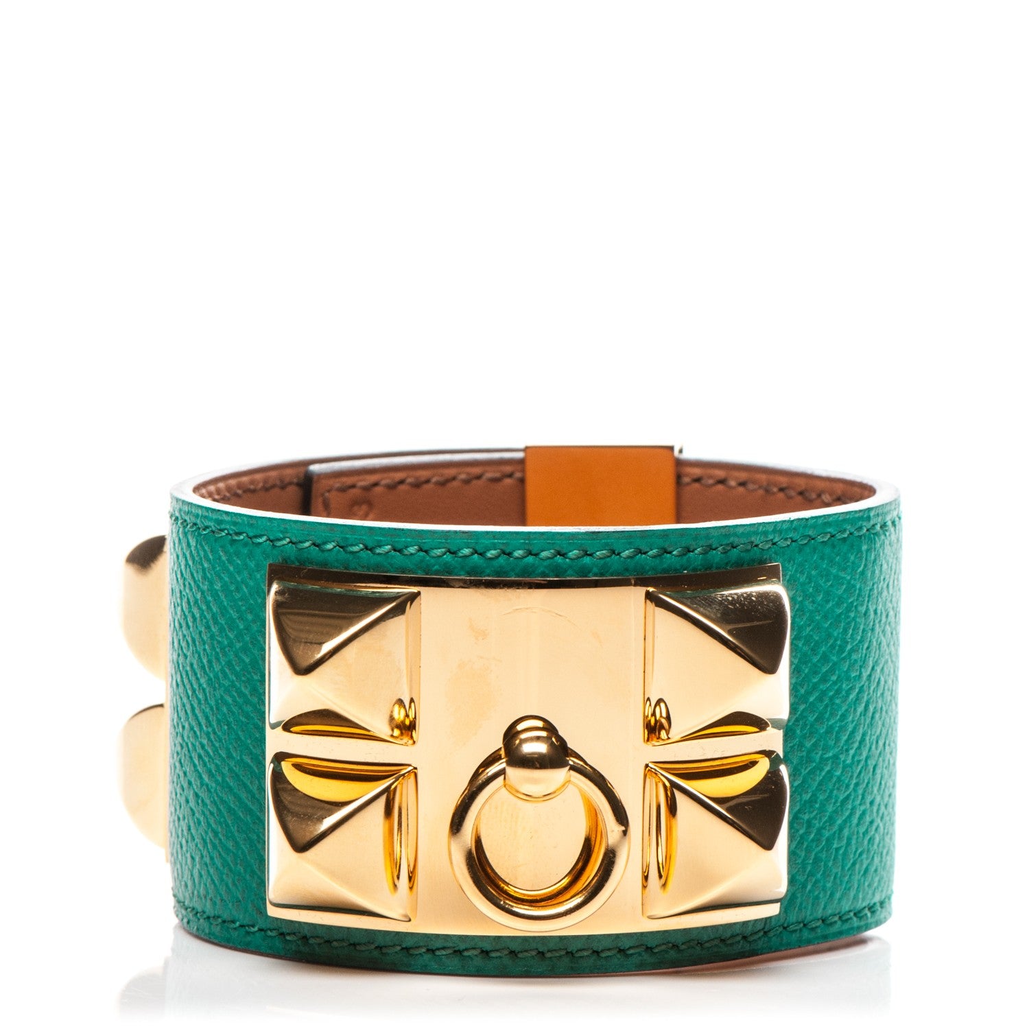 Hermes Epsom Collier de Chien CDC Bracelet S Malachite 1 of 7