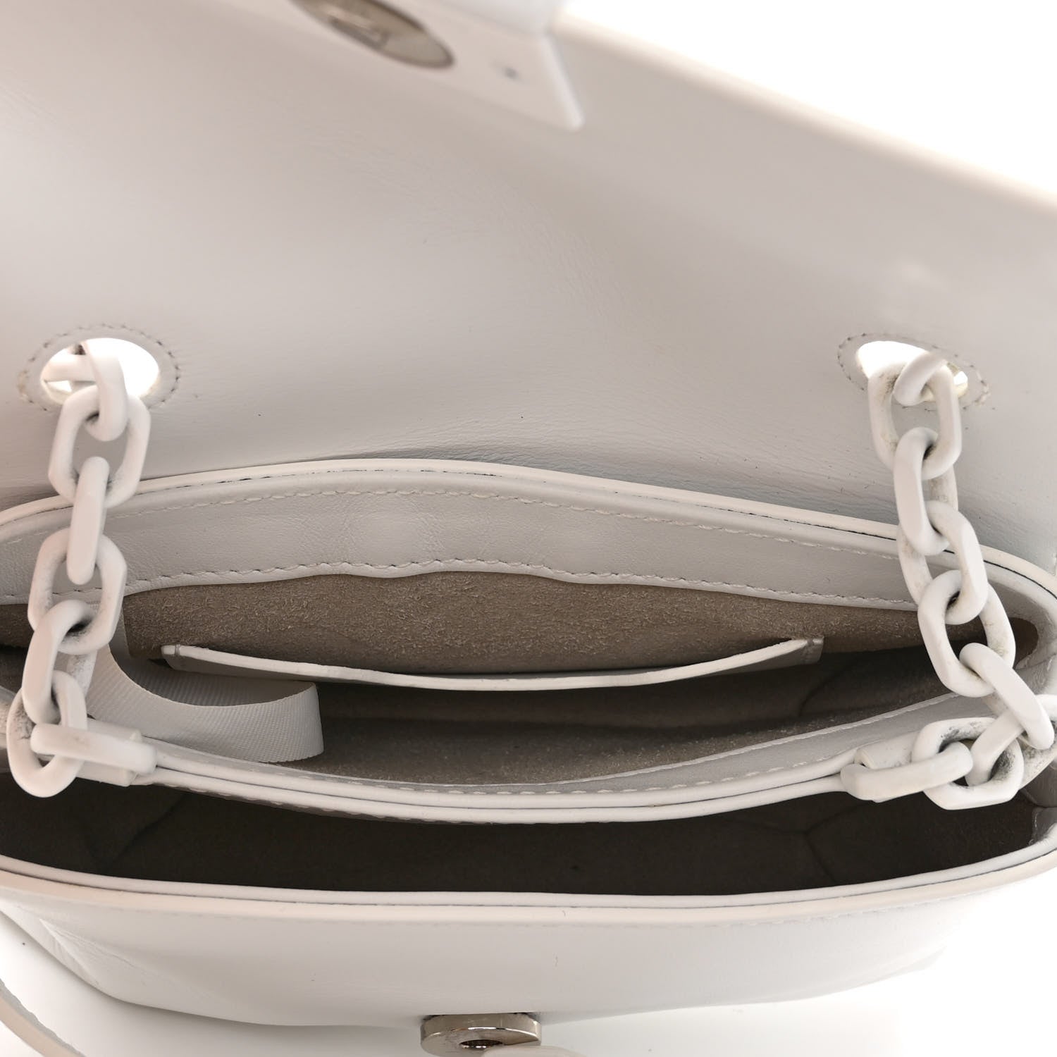 Off-White Calfskin Striped Diag Binder Flap Bag White 5 of 10