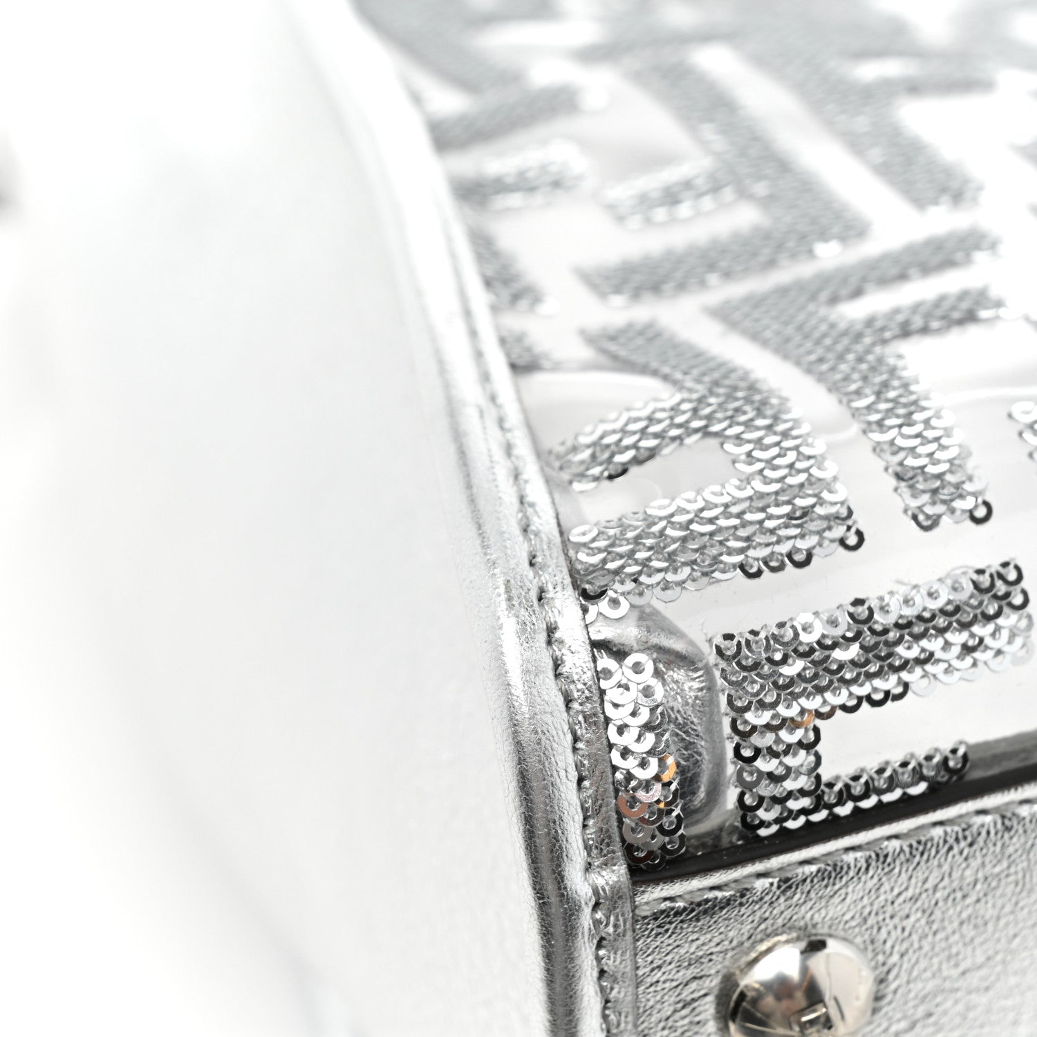 Fendi PVC Vitello Catalan Mirror Sequin FF Medium Peekaboo Iconic Satchel Argento 10 of 12
