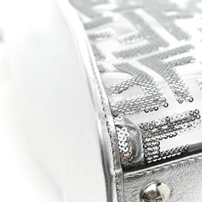 Fendi PVC Vitello Catalan Mirror Sequin FF Medium Peekaboo Iconic Satchel Argento 10 of 12