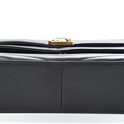 Saint Laurent Lambskin Matelasse Chevron Monogram Medium Sulpice Bag Black 16 of 18
