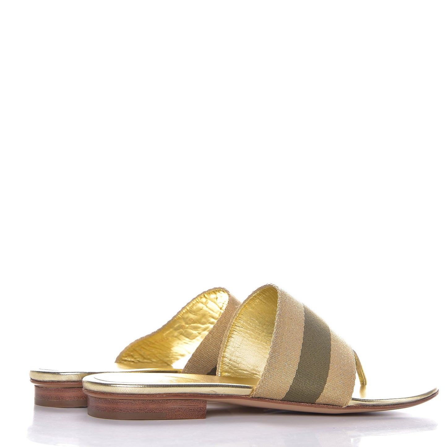 Metallic Calfskin Web Thong Sandals 8.5 Gold