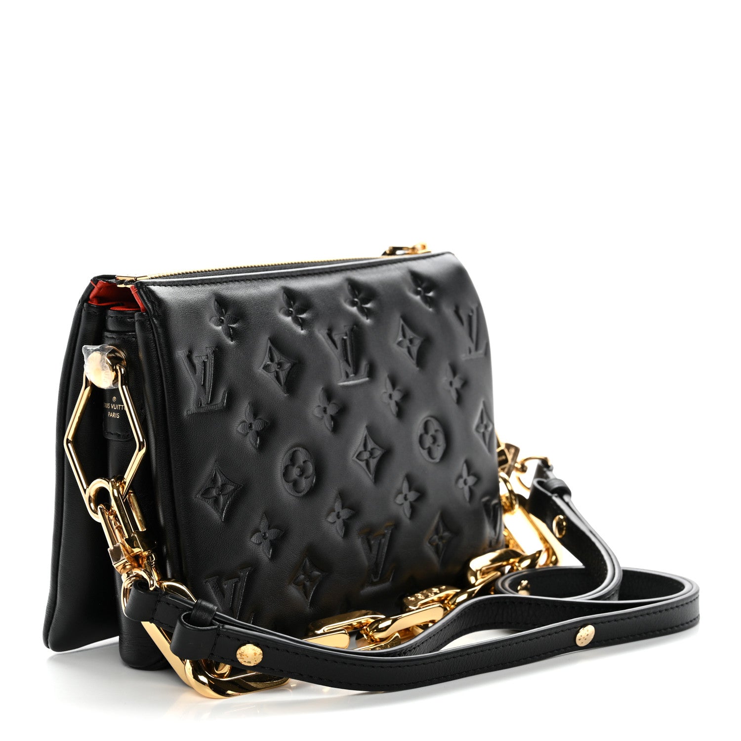 Louis Vuitton Lambskin Embossed Monogram Coussin BB Black 3 of 9