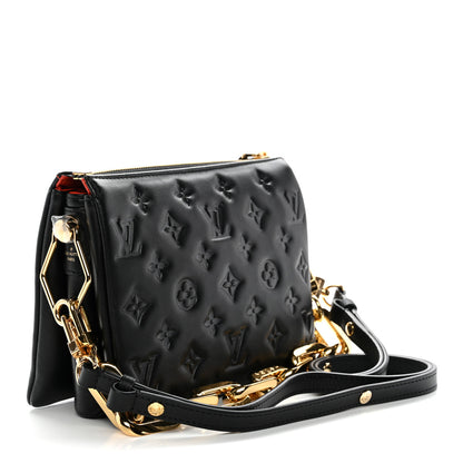 Louis Vuitton Lambskin Embossed Monogram Coussin BB Black 3 of 9