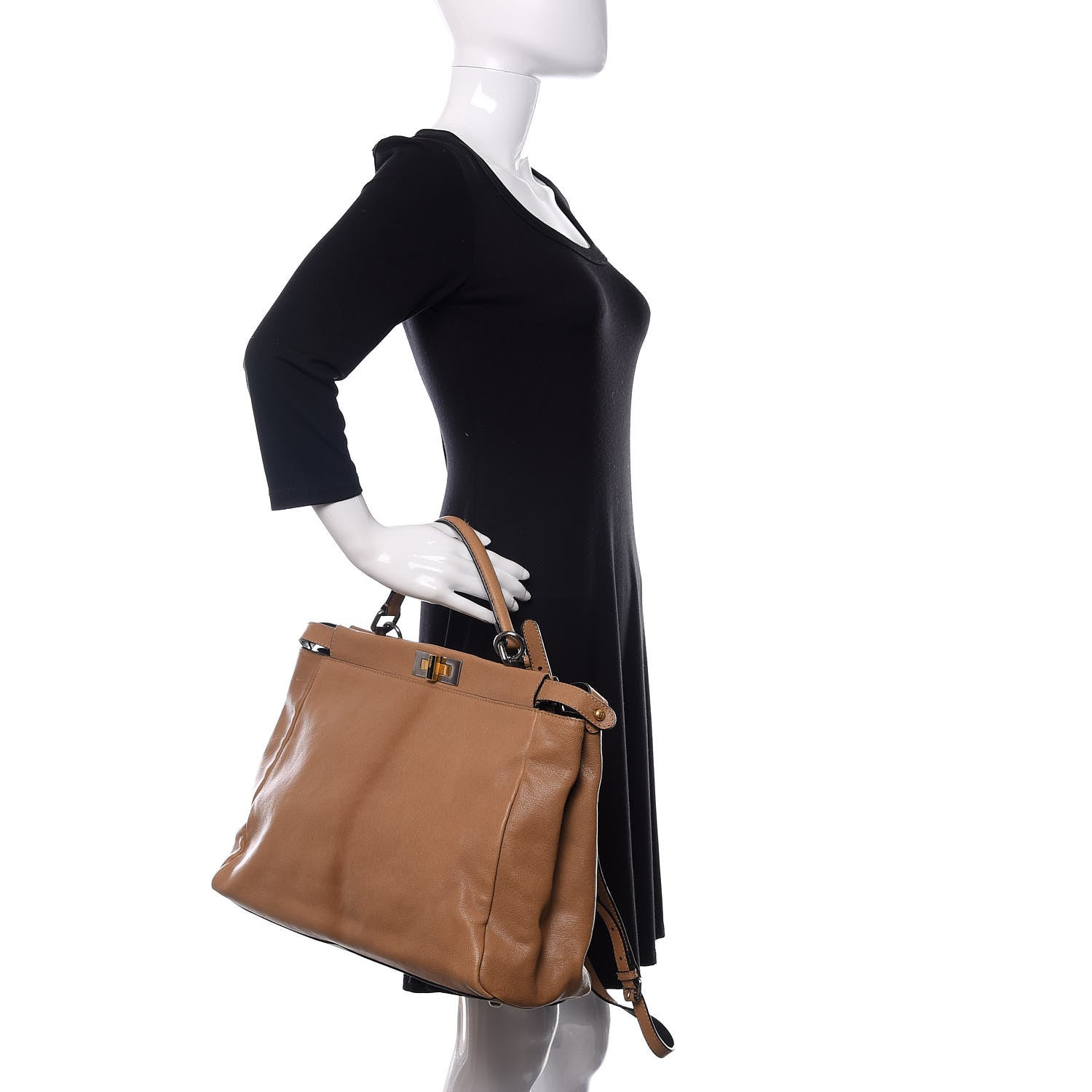 Fendi Goatskin Zucca Large Peekaboo Iconic Satchel Brown 3 of 11