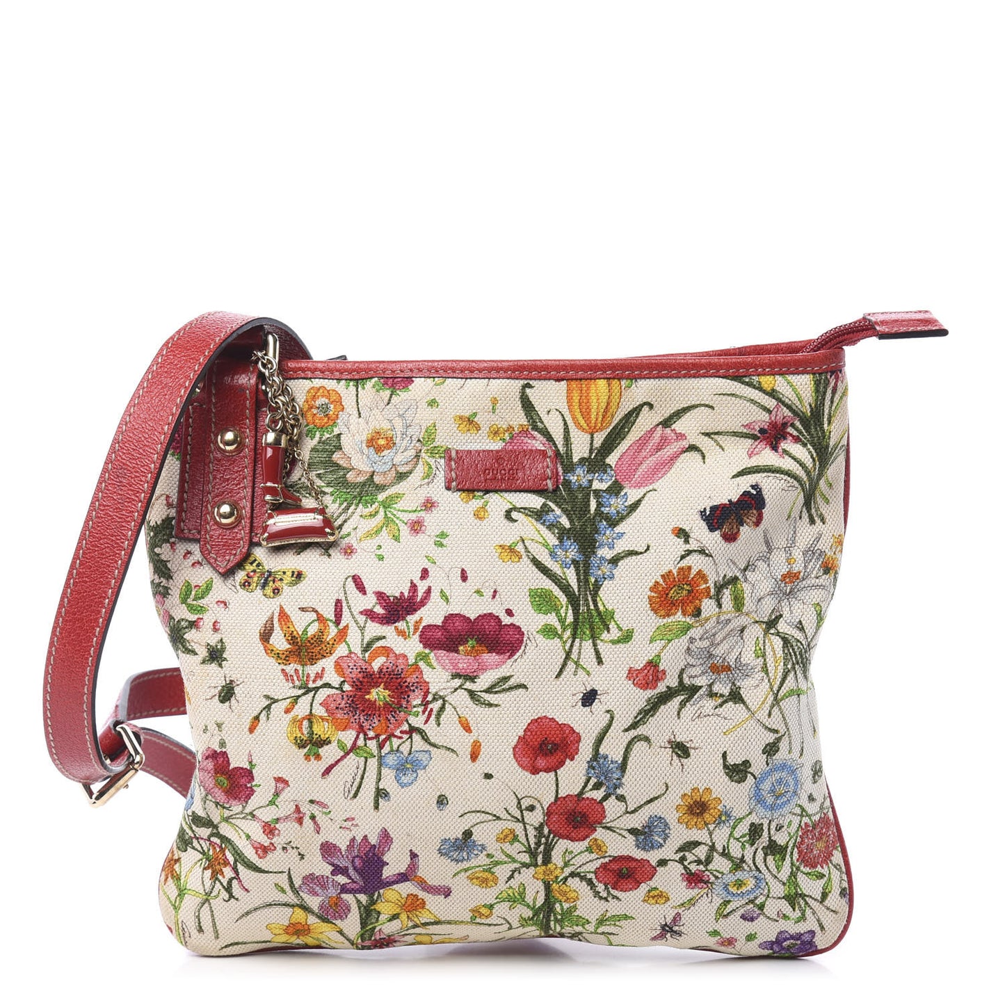 Canvas Flora Floral Crossbody Bag Red