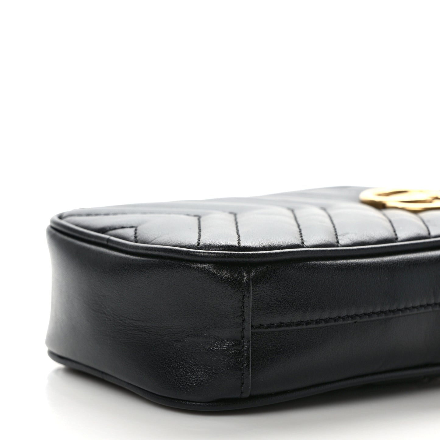 Calfskin Matelasse Mini GG Marmont Crossbody Bag Black