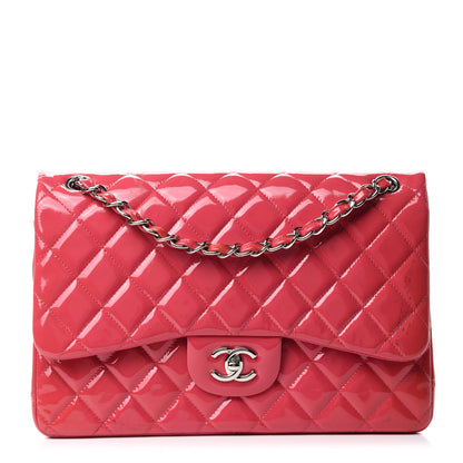 Chanel Patent Quilted Jumbo Double Flap Pink 1 of 10