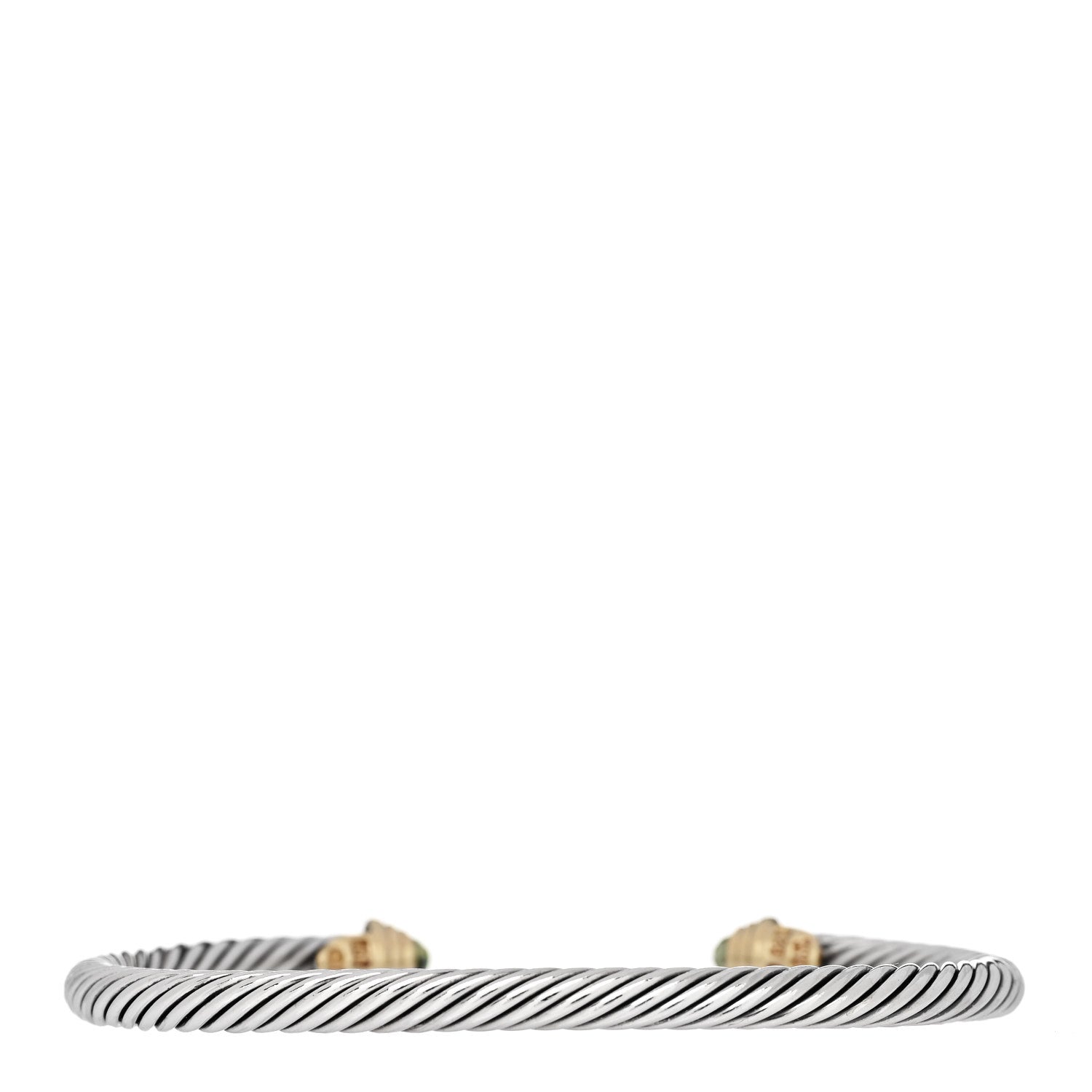 David Yurman Sterling Silver 18K Yellow Gold Peridot 4mm Cable Kids Birthstone Bracelet 2 of 3