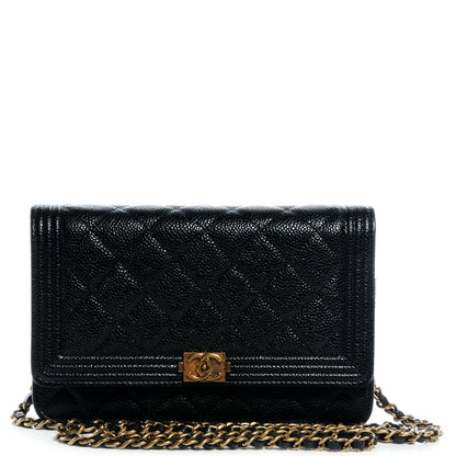 Chanel Caviar Quilted Boy Wallet On Chain WOC Black 1 of 9