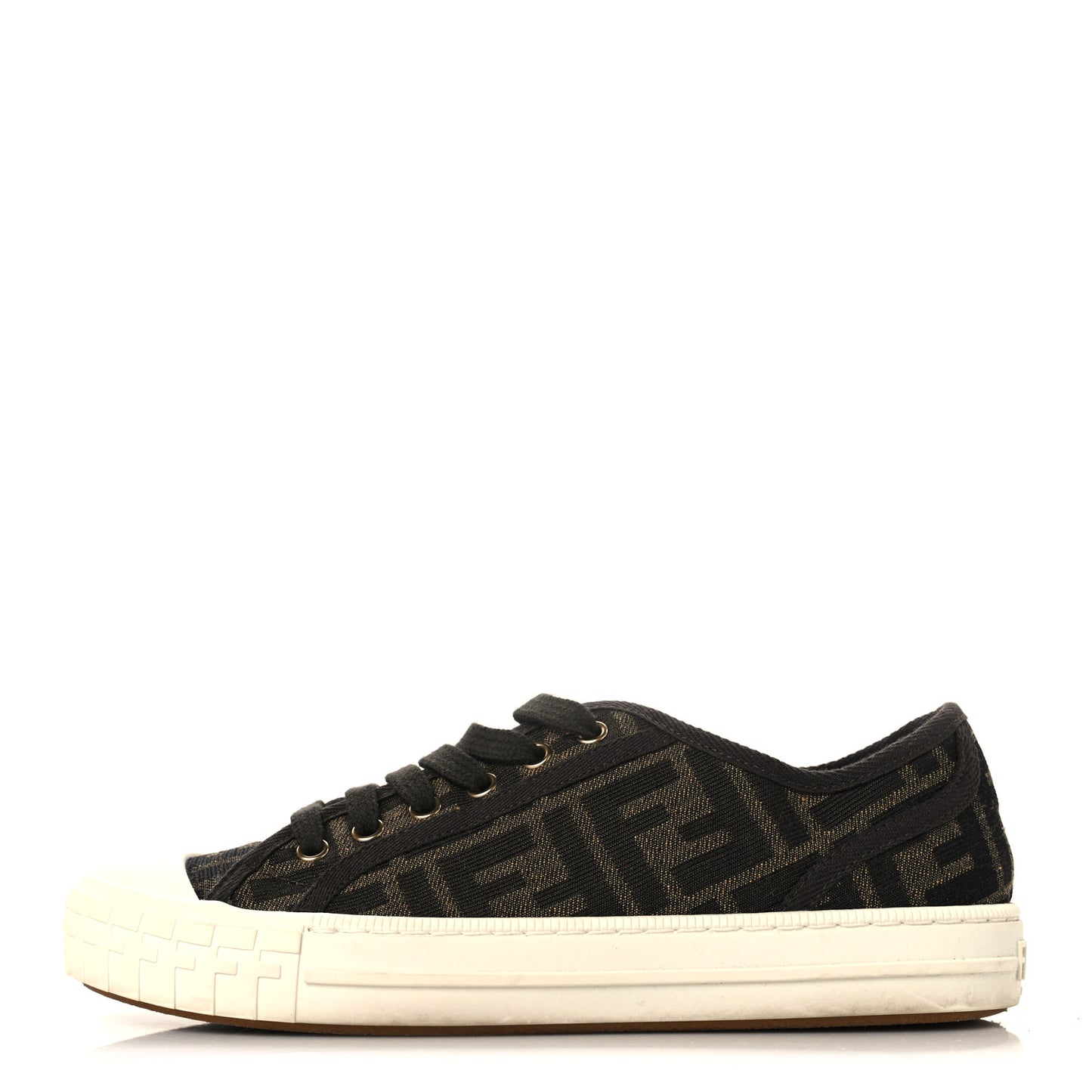 Fabric Jacquard FF Womens Domino Low Top Sneakers 36 Tobacco