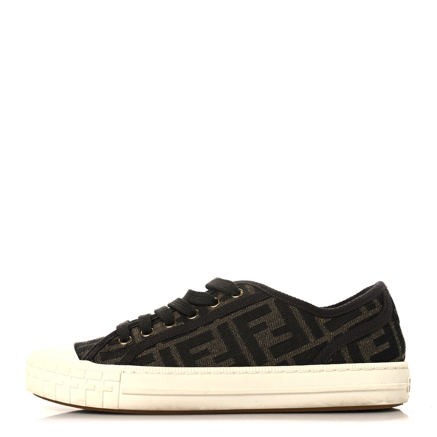 Fendi Fabric Jacquard FF Womens Domino Low Top Sneakers 36 Tobacco 1 of 9