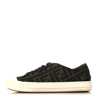 Fendi Fabric Jacquard FF Womens Domino Low Top Sneakers 36 Tobacco 1 of 9