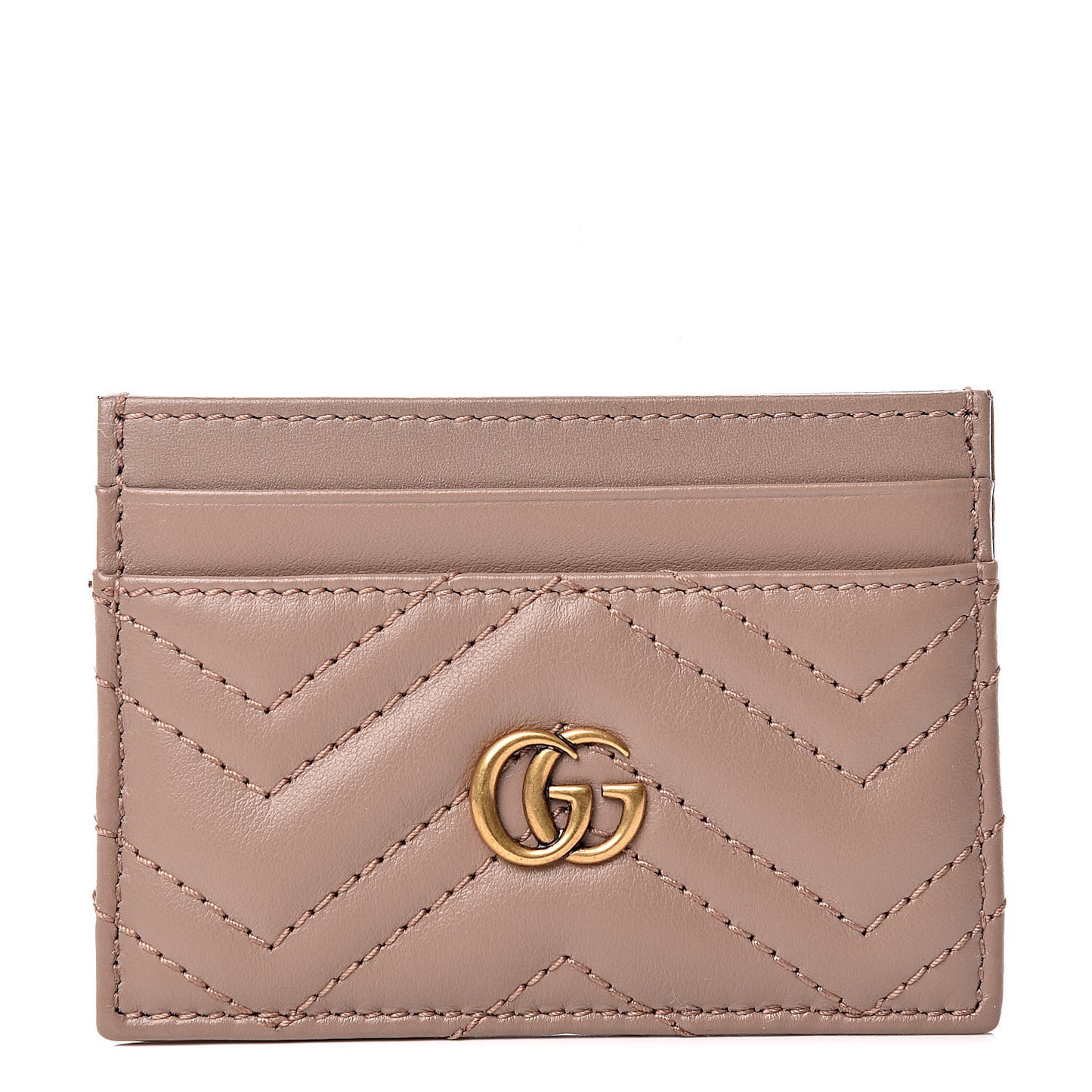 Calfskin Matelasse GG Marmont Card Holder Porcelain Rose