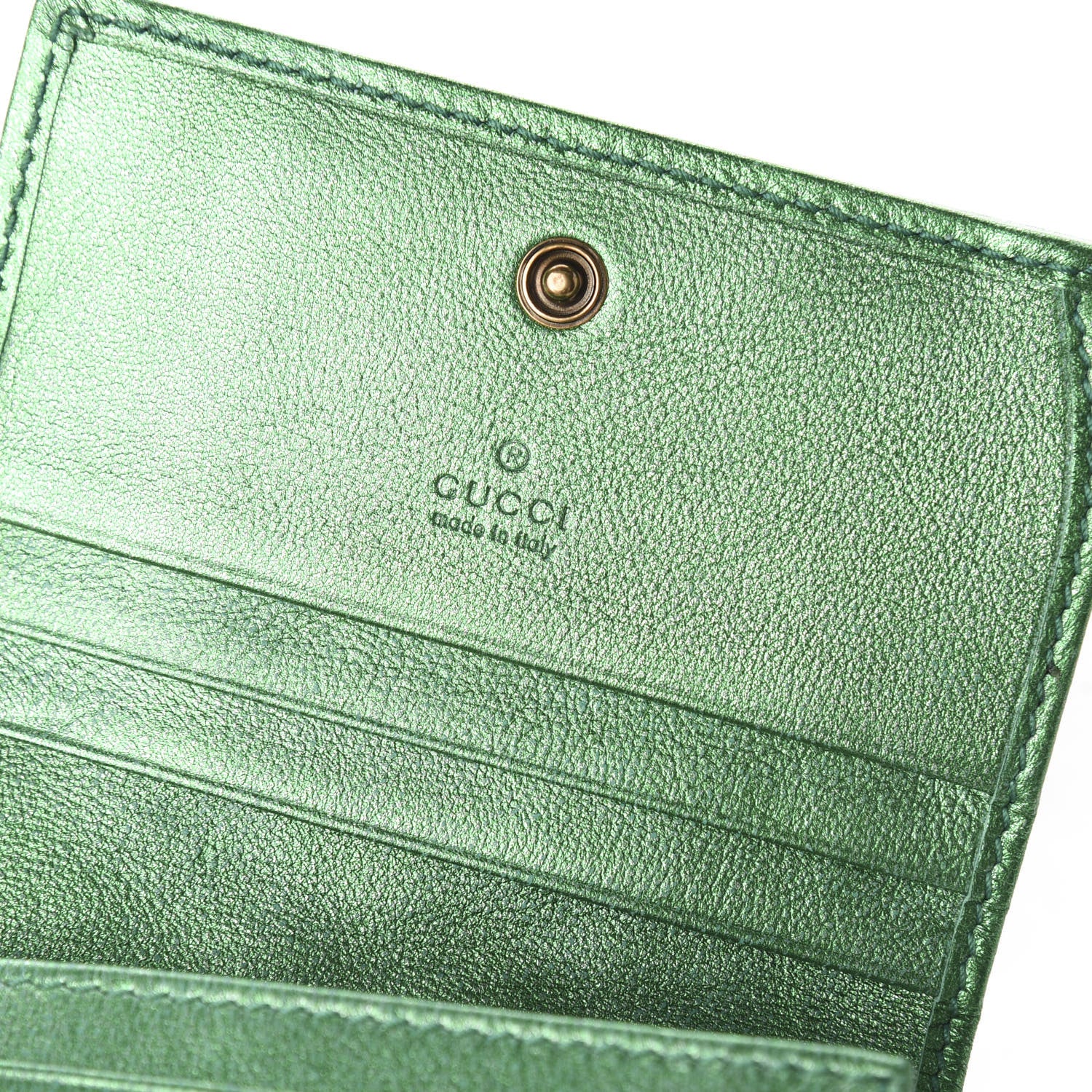 Gucci Laminated Nappa Trapuntata Zumi Card Case Jasmine Green 18 of 22