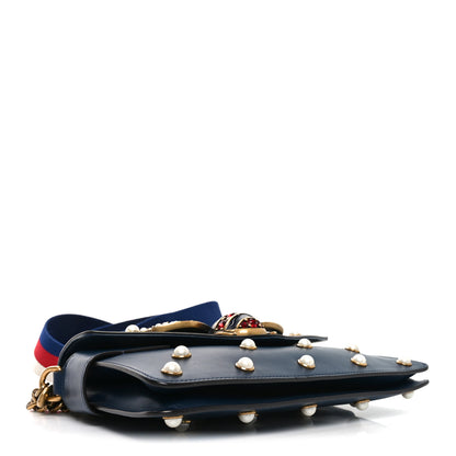 Gucci Nappa Pearl Studded Mini Queen Margaret Broadway Shoulder Bag Blue Agata 4 of 10