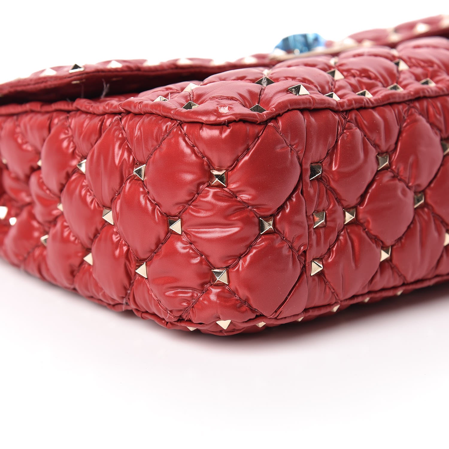 Valentino Garavani Nylon Moncler Quilted Medium Rockstud Spike Shoulder Bag Rosso Valentino 5 of 11