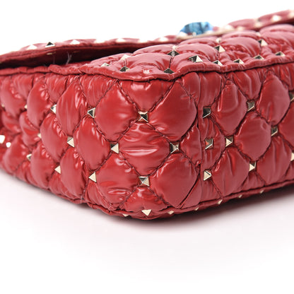 Valentino Garavani Nylon Moncler Quilted Medium Rockstud Spike Shoulder Bag Rosso Valentino 5 of 11