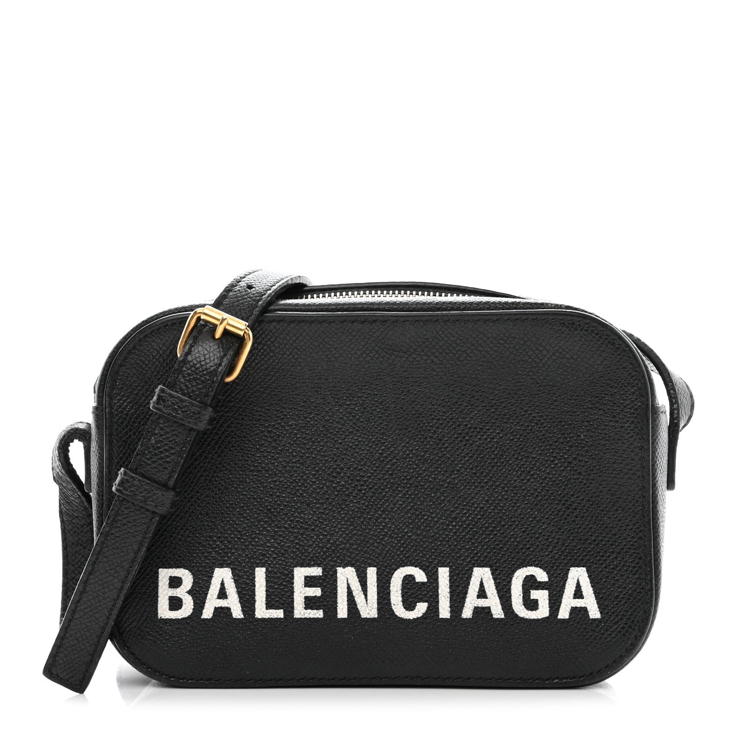 Balenciaga Signature Grained Calfskin Logo XS Ville Camera Bag Black White 1 of 13