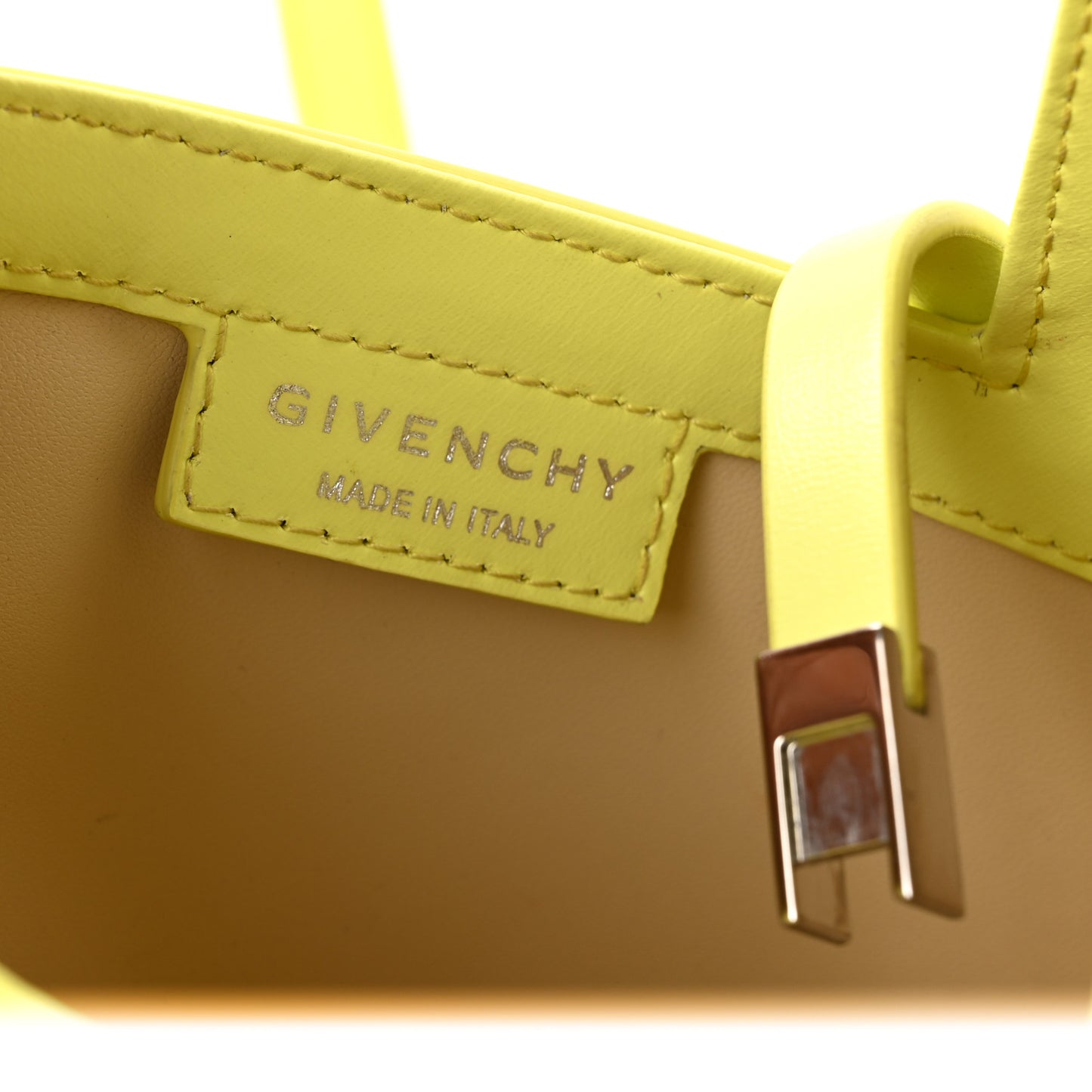 Box Calfskin Mini Cut Out Shoulder Bag Neon Yellow