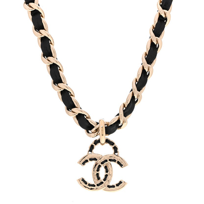 Chanel Metal Lambskin CC Choker Necklace Black Gold 1 of 5