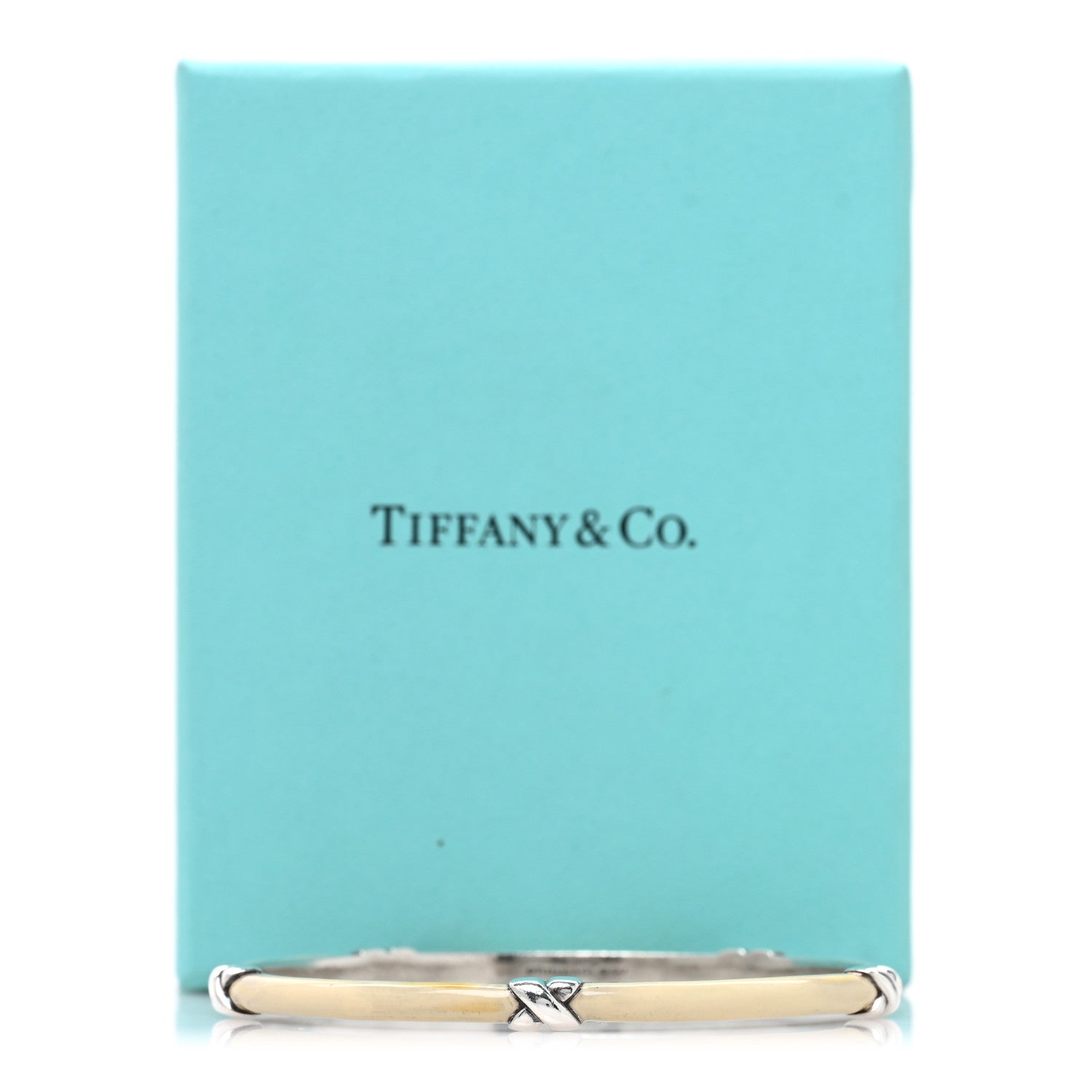 Tiffany Sterling Silver Enamel Signature X Bangle Bracelet White 4 of 4